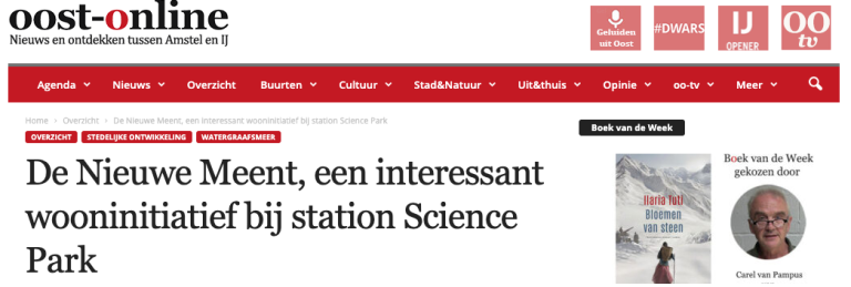 Oost-Online: De Nieuwe Meent, een interessant wooninitiatief bij station Science Park
