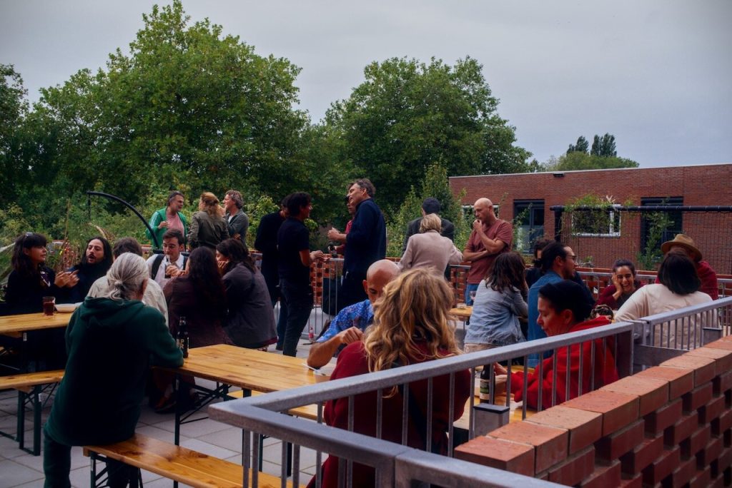 Opening party: guests on the roof terrace